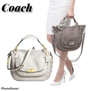 Coach Kristin Round Woven Leather Satchel Crossbod